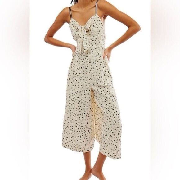 Free People Coming Home Romper Ivory Combo Size Large Jumpsuit - Picture 2 of 8